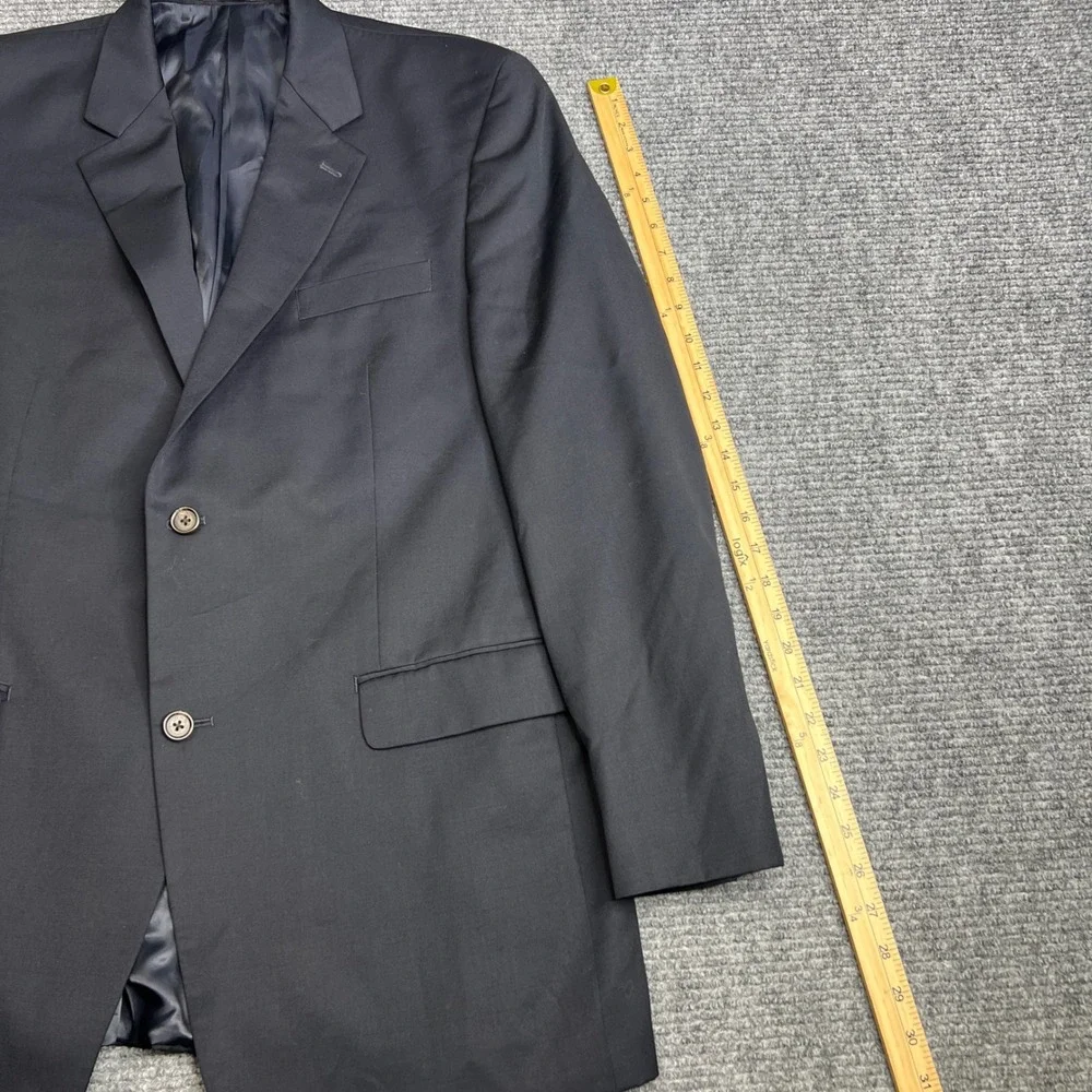Ralph Lauren Mens Navy Blue 100% Wool Two Button Blazer Sport Coat 44L